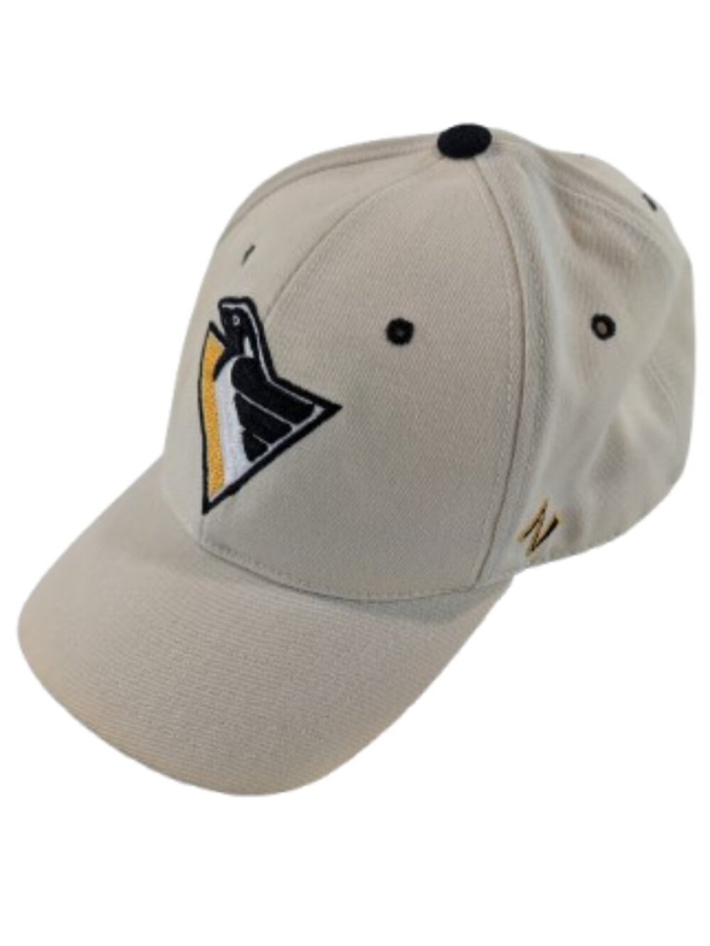 Vtg‎ Pittsburgh Penguins Zephyr Graf-X Wool Fitted Cream Hat | RoboPen 7 5/8